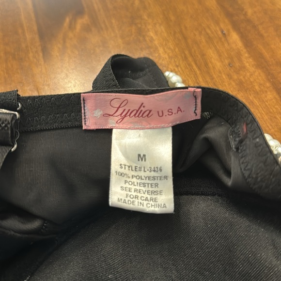 Lydia USA Women’s Rhinestone and Pearl Corset Bustier Crop Top - Picture 3 of 4